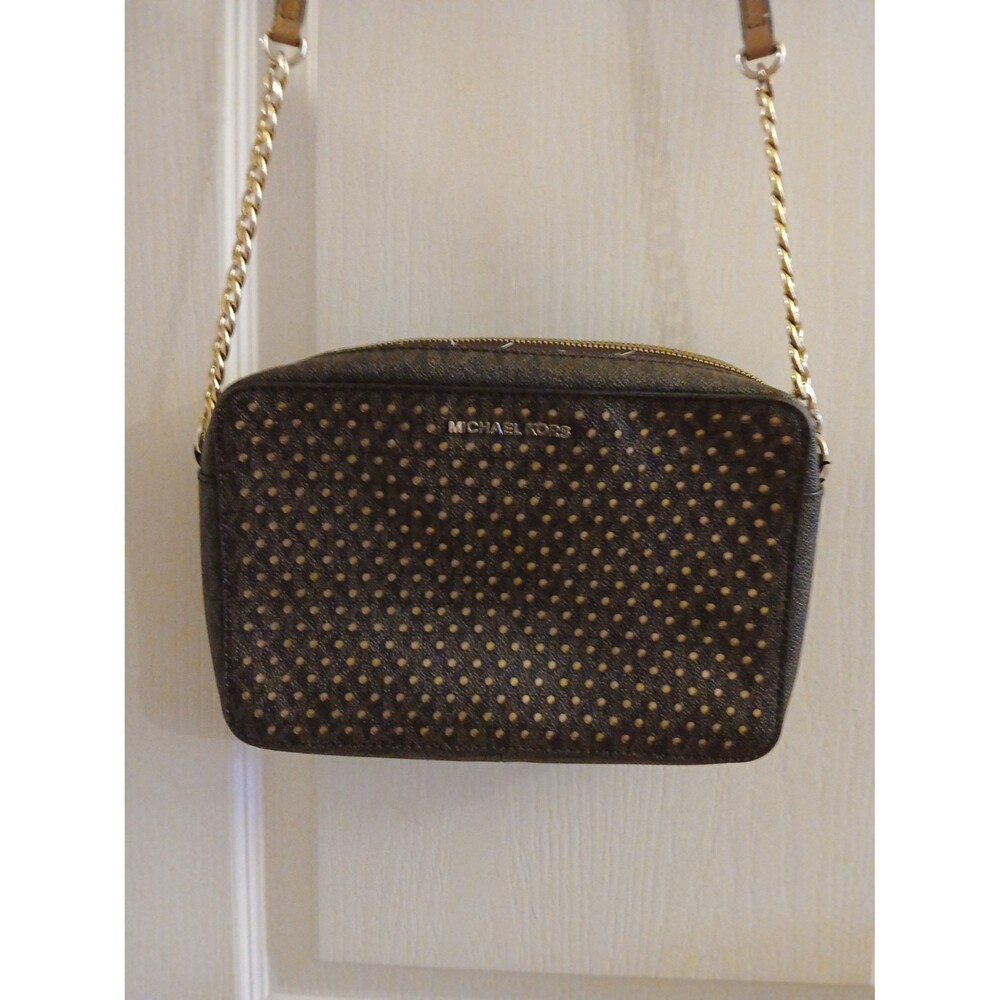 Michael Kors Jet Set East West crossbody bag in brown with gold tone hardware